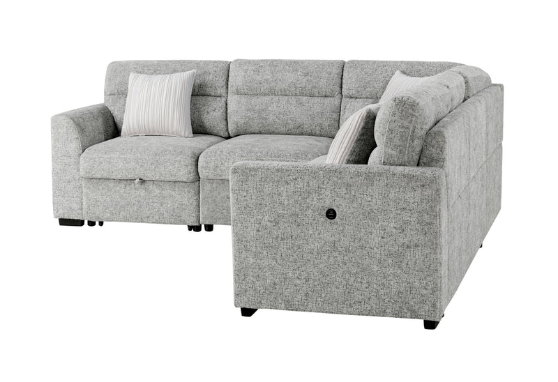 Global Furniture U9401 Nickel Sectional with 3 Pillows