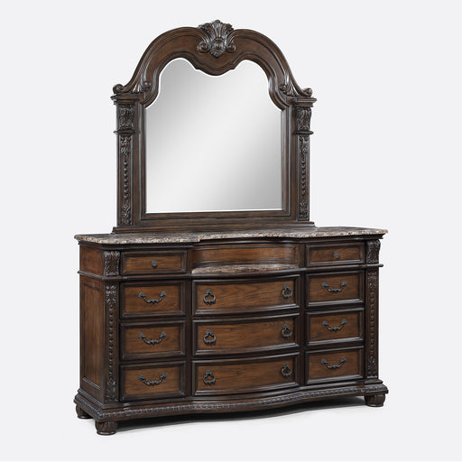 Crown Mark Stanley Coffee Brown Dresser and Mirror