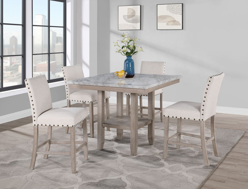 Global Furniture D4010BT-D1622BS Natural White 5pc Bar Height Set