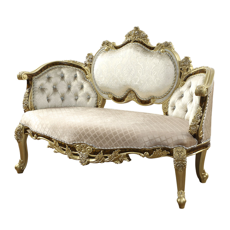 Acme Furniture Desiderius Beige Antique Gold Brown Bench