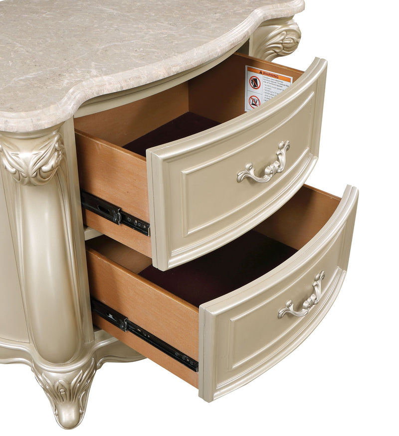 New Classic Furniture Monique Champagne Nightstand with Marble Top