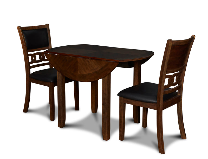New Classic Furniture Gia Brown PU 42 Inch 3pc Drop Leaf Dining Set