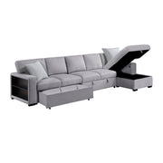 Home Elegance Pompano Beige Sectional with Right Chaise and Pull Out Bed