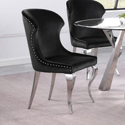 2 Coaster Furniture Cheyanne Chrome Black Side Chairs