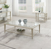 Acme Furniture Zaba Champagne 3pc Rectangle Coffee Table Set