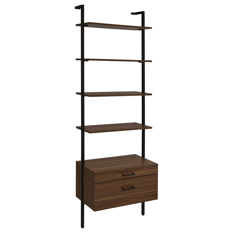 Coaster Furniture Owens Walnut Brown 4 Shelf Storage Wall Bookshelf