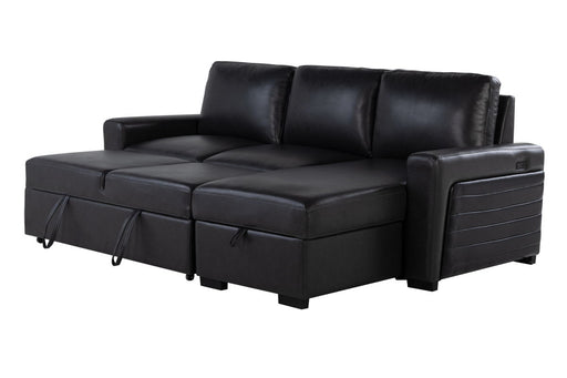 Global Furniture U1830 Black Charcoal Sofa Bed with USB and Drop Down Table