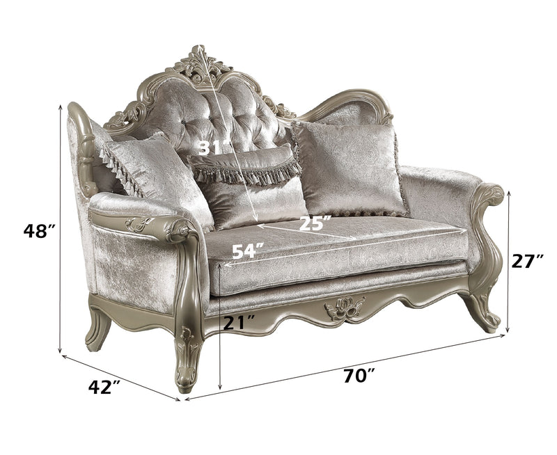 Acme Furniture Libertee Beige Loveseat with 3 Pillows