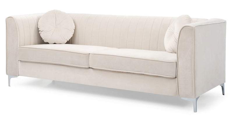 Glory Furniture Delray Ivory Velvet Microsuede Sofa