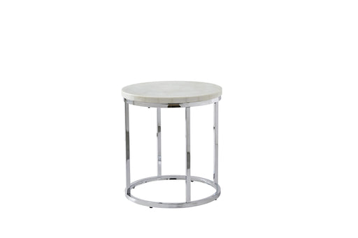 Steve Silver Echo Chrome White Marble Top Round End Table