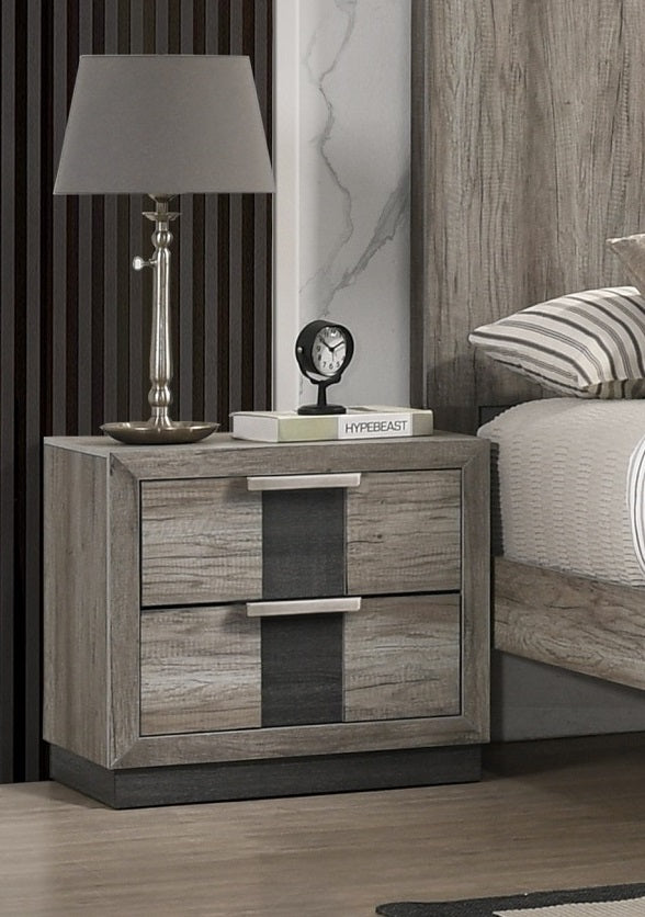 Crown Mark Rangley Grey Brown Night Stand