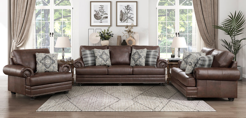 Home Elegance Franklin Dark Brown 3pc Living Room Set