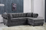 Meridian Furniture Sabrina Navy Velvet 2pc Reversible Sectional