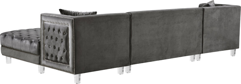 Meridian Furniture Moda Black Velvet 3pc Sectional