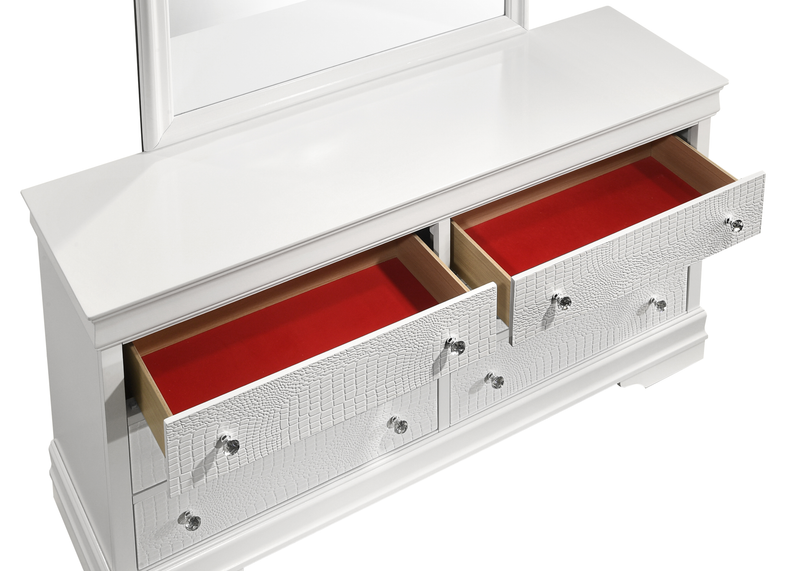 Galaxy Home Blaze White 6 Drawer Dresser