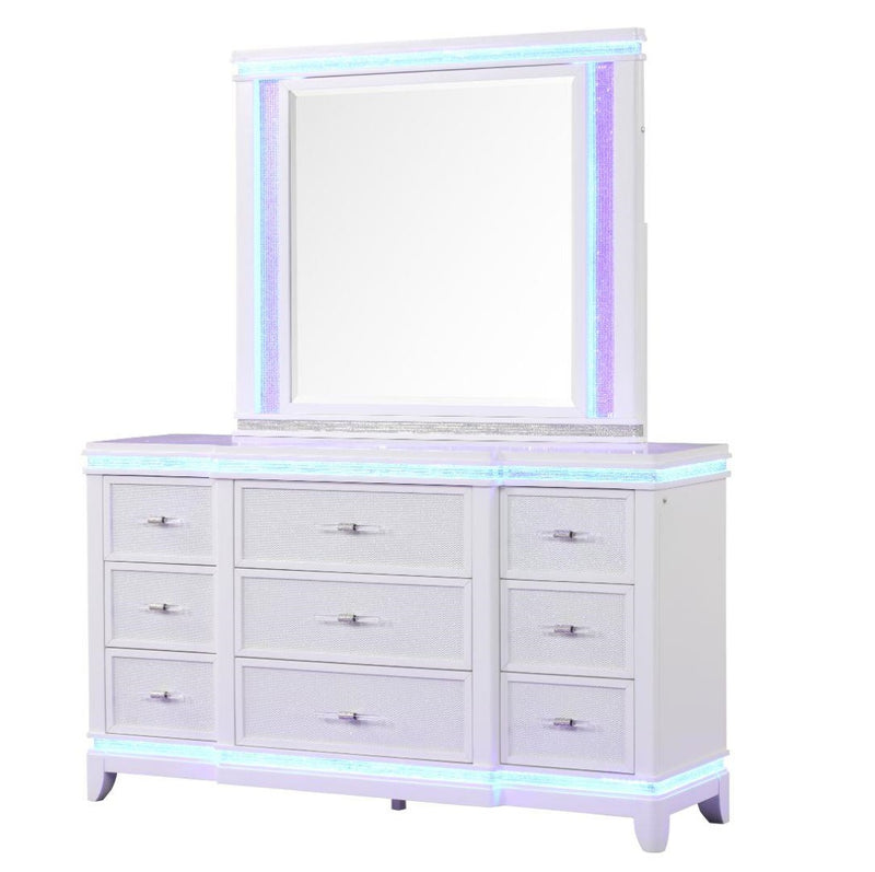 Galaxy Home Opium White Dresser And Mirror