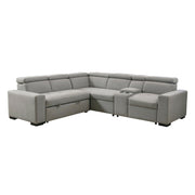 Home Elegance Farrah Gray 3pc Sectional with Pull Out Bed and Console