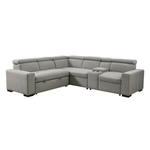 Home Elegance Farrah Gray 3pc Sectional with Pull Out Bed and Console