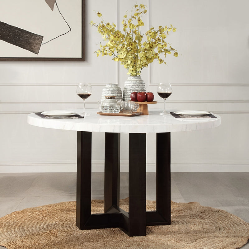Acme Furniture Edwyn White Natural Espresso Round Dining Table
