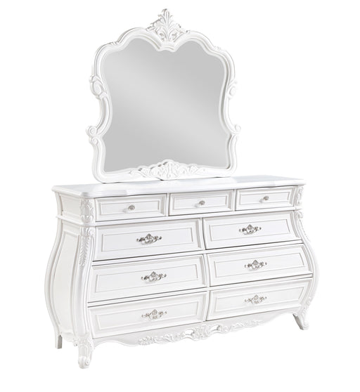 Galaxy Home Opulence White Dresser and Mirror
