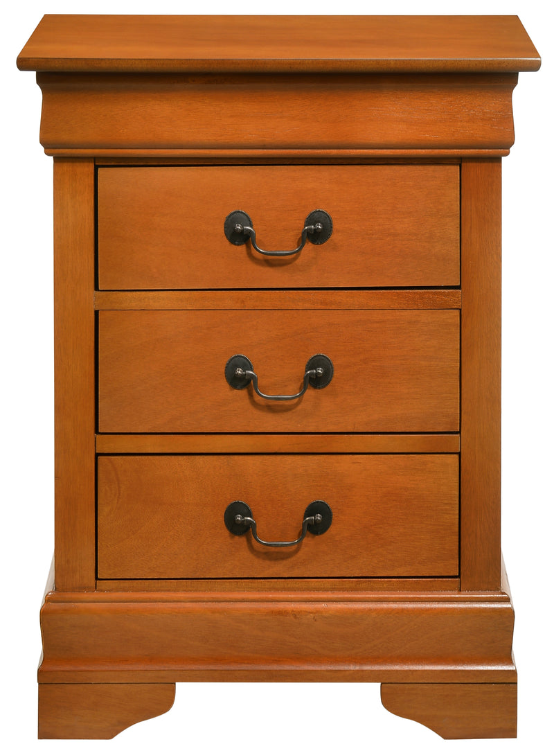 Glory Furniture Louis Phillipe Silver Champagne 3 Drawers Nightstand