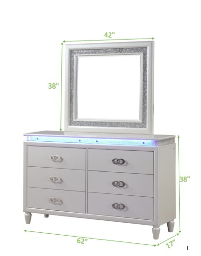 Galaxy Home Passion Milky White Dresser and Mirror