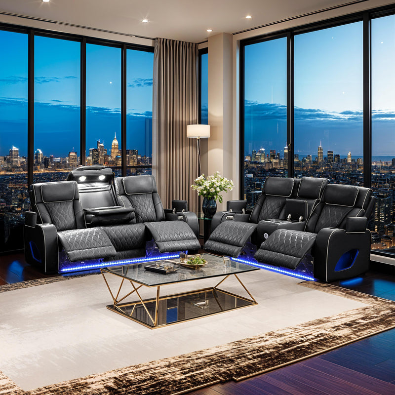 Galaxy Home Fortuner Black 2pc Living Room Set