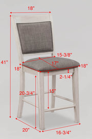 2 Crown Mark Fulton White Grey Counter Height Chairs