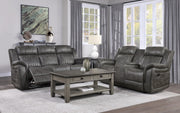 Home Elegance Centeroak Brownish Gray 2pc Living Room Set