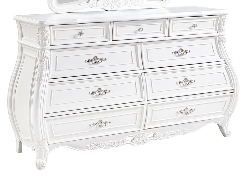 Galaxy Home Opulence White Dresser and Mirror