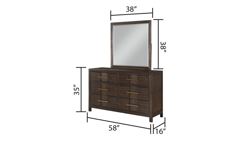 Galaxy Home Kenzo Walnut 6 Drawer Dresser