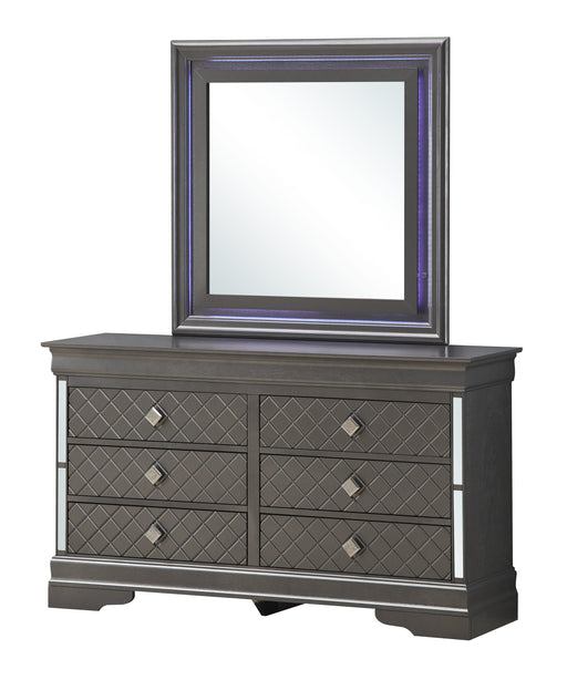Glory Furniture Verona Metalic Black Dresser and Mirror