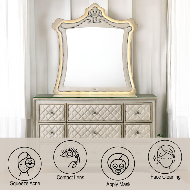 Acme Furniture Lucienne Beige Mirror with LED