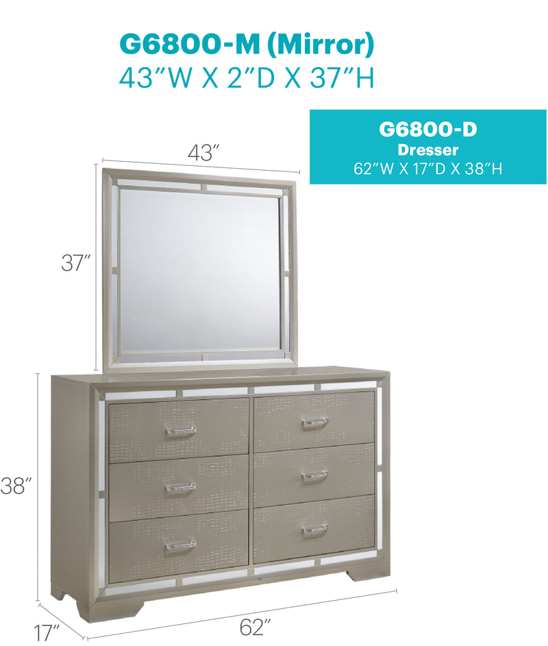 Glory Furniture Alana Silver Champagne Dresser