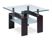 Global Furniture T646 Clear Dark Brown End Table
