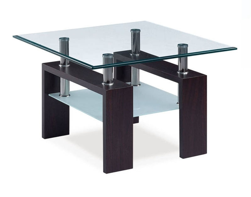 Global Furniture T646 Clear Dark Brown End Table