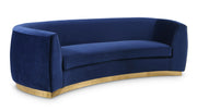 Meridian Furniture Julian Navy Velvet Gold Sofa