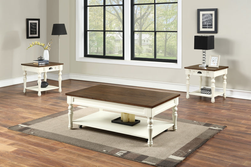 Steve Silver Joanna Ivory Mocha 3pc Coffee Table Set