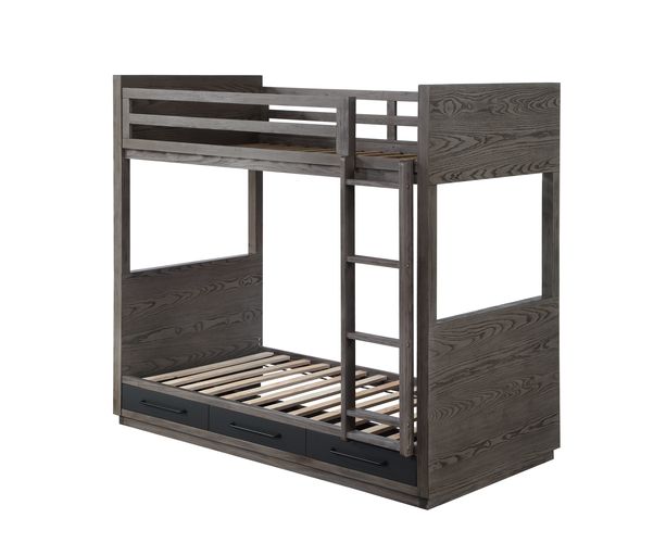 Acme Furniture Estevon Gray Oak Twin Over Twin Bunk Bed