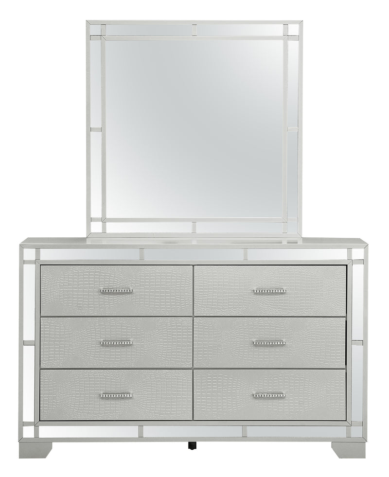 Glory Furniture Madison Silver Champagne Dresser and Mirror
