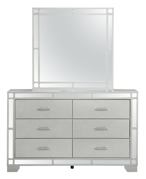 Glory Furniture Madison Silver Champagne Dresser and Mirror