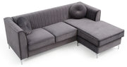 Glory Furniture Delray Navy Blue Velvet Microsuede Sofa Chaise