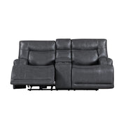 New Classic Furniture Titan Gray Console Loveseat with Dual Recliners