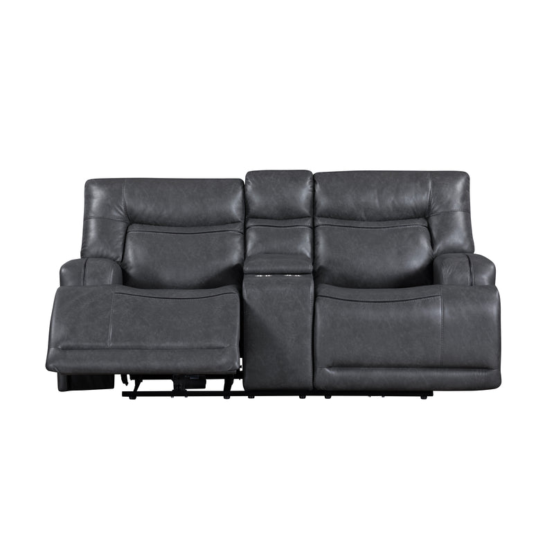 New Classic Furniture Titan Gray Console Loveseat with Dual Recliners