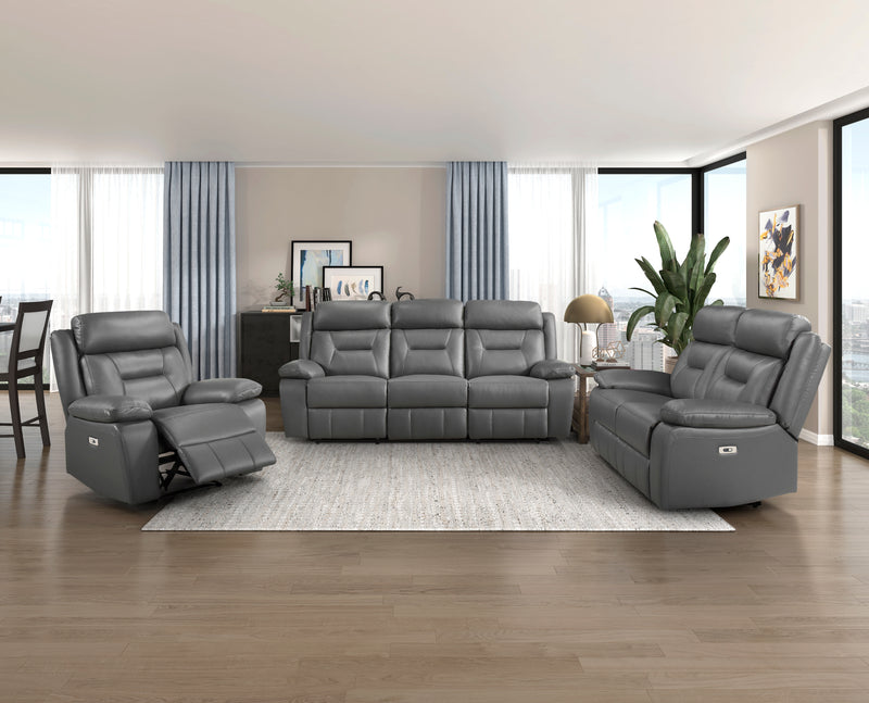 Home Elegance Laconia Gray Power Double Reclining Love Seat