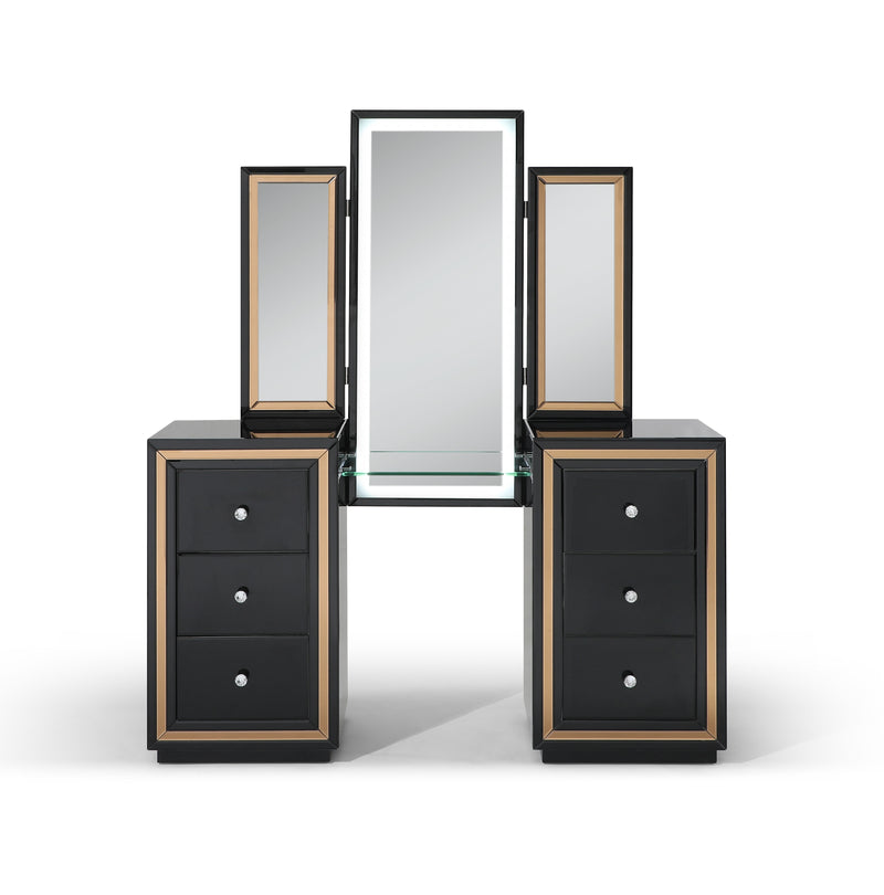 Glory Furniture Black 6 Drawers Vanity Table and Mirror