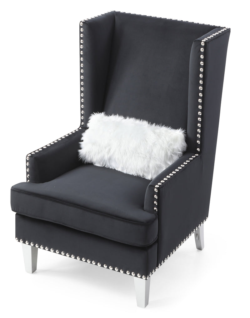 Glory Furniture Wilshire Dark Gray Velvet Chair