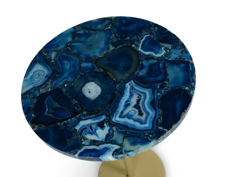 Steve Silver Oceana Blu Agate Top Round Chairside Table