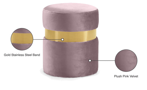 Meridian Furniture Hailey Cream Velvet Gold Ottoman Stool