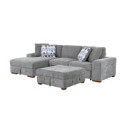 Home Elegance Raife Gray 3pc Sectional with Left Chaise and Ottoman